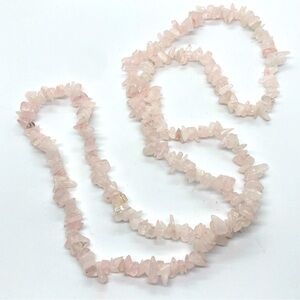 Genuine Rose Quartz Light Pink Stone Beaded Healing Crystal Endless Necklace 34"